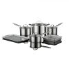 Starfrit The Rock Wave 10 Pc Stainless Steel Cookware Set