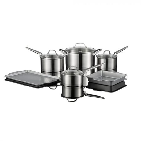 Starfrit The Rock Wave 10 Pc Stainless Steel Cookware Set