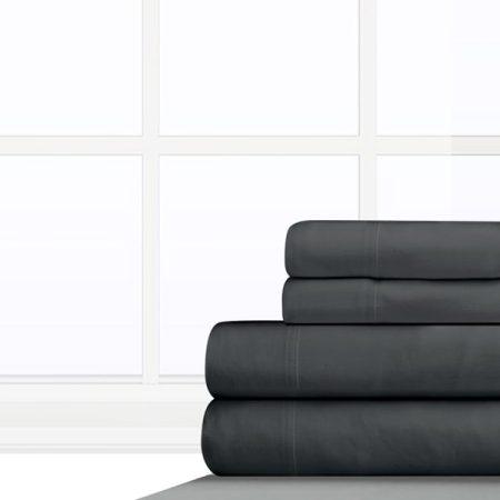 Cuddle Down 100% Cotton Velvet Flannel 4-Piece Sheet Set - KING - CHARCOAL GREY