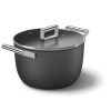 SMEG 10 in. 2 Handle Casserole with Lid - Matte Black