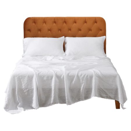Highland Feather French Linen White Queen Size Sheet Set