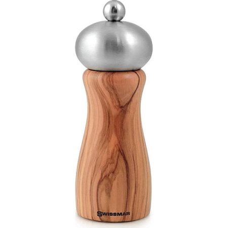Swissmar Belle 6 inch Olive Wood Salt Mill with Stainless Steel Top