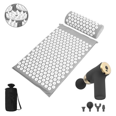 T-Zone Health™ Acupressure Mat With Rechargeable Massage Gun - Gold