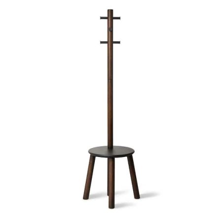 Umbra® Pillar Stool with Built-In Coat Rack - Black/Walnut