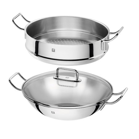 Zwilling Plus 3 Piece Stainless Steel Wok With Steamer and Lid