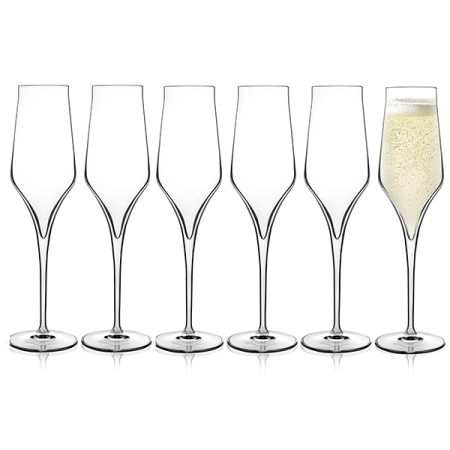 Luigi Bormioli Wine Ambassador SUPREMO Set of 6 Crystal Champagne Flutes