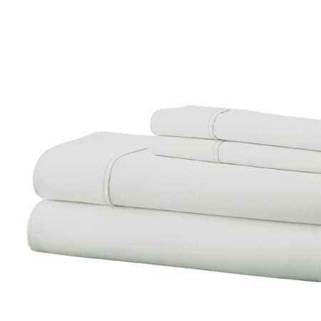 Cuddle Down Portuguese Deluxe 100% Percale Cotton King 4 Piece Sheet Set - Ivory