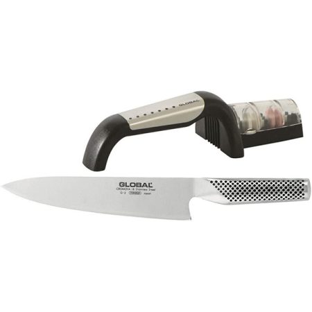 Global 2 Piece Knife & Sharpener Starter Set