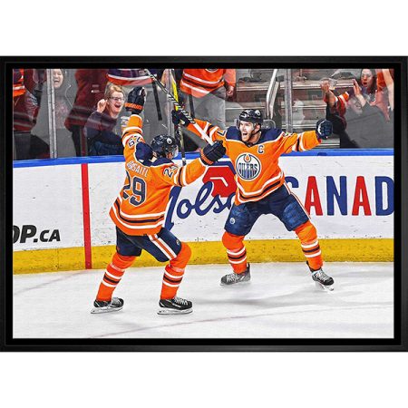 Frameworth Leon Draisaitl/Connor McDavid Framed Edmonton Oilers 20x29 Celebration Canvas