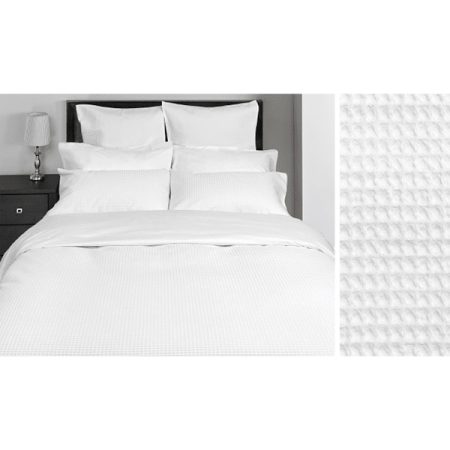 Cuddle Down 100% Waffle Textured Cotton King 3 Piece Duvet Cover Set - White