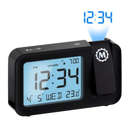 Marathon Night Owl '86 Projection Clock with Large Display and Backlight - Midnight Black