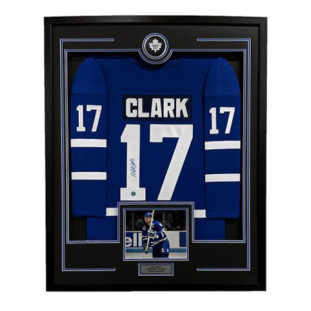 AJ Sports WENDEL CLARK Autographed Toronto Maple Leafs 36x44 in. Framed Jersey Display