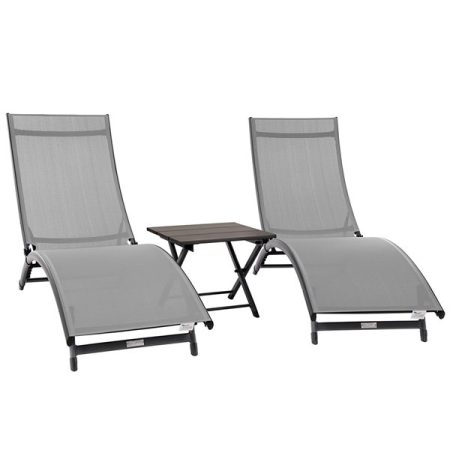 Vivere Coral Springs 3 Piece Aluminum Lounger Set - River Pebble