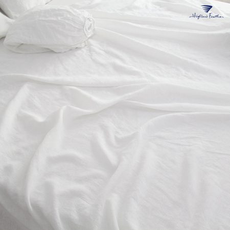 Highland Feather French Linen White King Size Cover Set