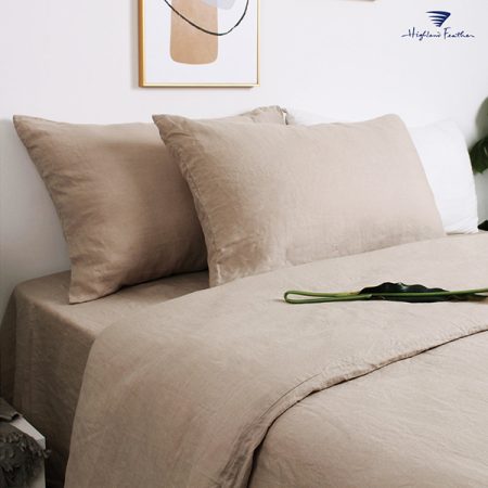 Highland Feather French Linen Khaki King Size Cover Set