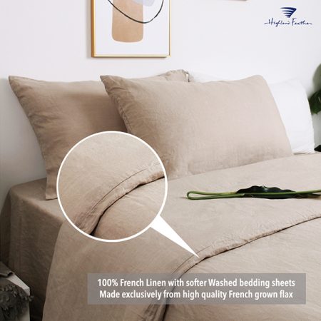 Highland Feather French Linen Grass Green King Size Sheet Set