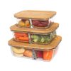 Life Without Waste Divided Glass 3 Piece Container Set with Bamboo Lid