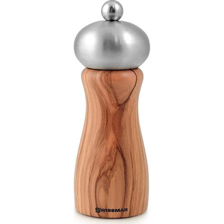 Swissmar Belle 6 inch Olive Wood Pepper Mill with Stainless Steel