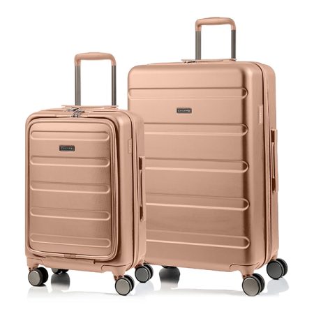 CHAMPS Tech Collection 2 Pc Hard side Expandable Luggage Set, Rose Gold
