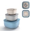 Guzzini Kitchen Active Design Collection Store & More - Set of 3 Shallow Airtight Fridge/Freezer/Microwave Containers - CAPACITY:  450/975/1900cc