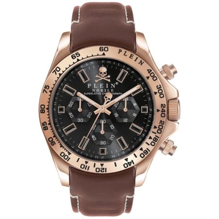 Philipp Plein Nobile Brown Leather Strap Watch - Men’s