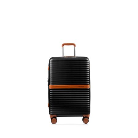 CHAMPS Vintage II Collection Large Check in Hard side Expandable Luggage, Black