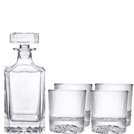 Brilliant  Classic 5 Piece Whiskey Set, Decanter and 4 Whiskey Glasses