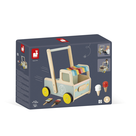 Janod - Ice Cream Cart Push-Along Trolley