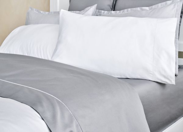 Cuddle Down RENAISSANCE STRIPE Collection 100% Cotton Sateen 300TC 3- Piece Duvet Cover Set - LIGHT GREY - KING