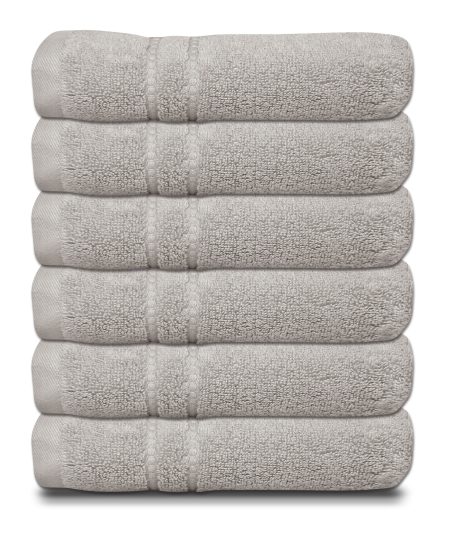 Cuddle Down PORTOFINO 100% Zero Twist Ring Spun Cotton Hand Towel Set of 6 - GLACIER
