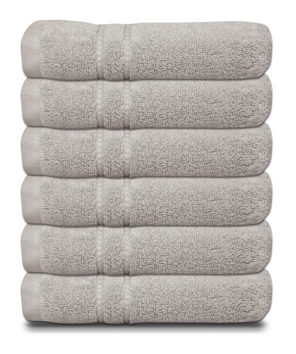 Cuddle Down PORTOFINO 100% Zero Twist Ring Spun Cotton Hand Towel Set of 6 - GLACIER