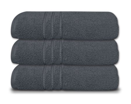 Cuddle Down PORTOFINO 100% Zero Twist Ring Spun Cotton Bath Towel Set of 3 - CHARCOAL