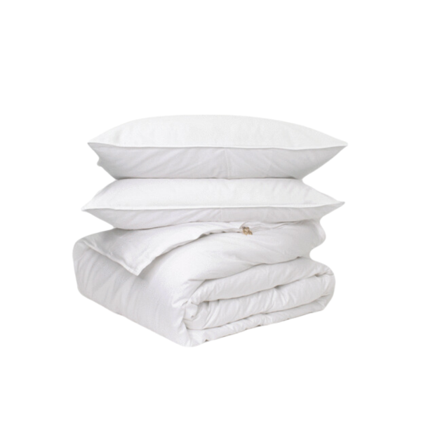Canadian Down & Feather Company WHITE 3 Piece Duvet Cover Set. 100% Cotton, 300 Thread Count, 3-Sided Zipper Closure, QUEEN Size.
