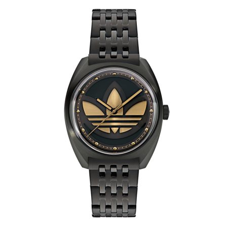 adidas EDITION ONE  Black Stainless Steel Case Black Sunary and Gold Dial Black Stainless Steel Bracelet Men’s Watch - 39mm