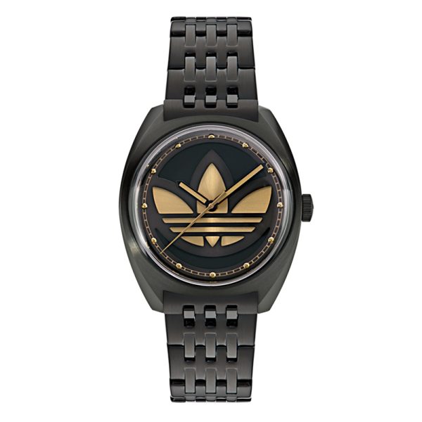 adidas EDITION ONE  Black Stainless Steel Case Black Sunary and Gold Dial Black Stainless Steel Bracelet Men’s Watch - 39mm