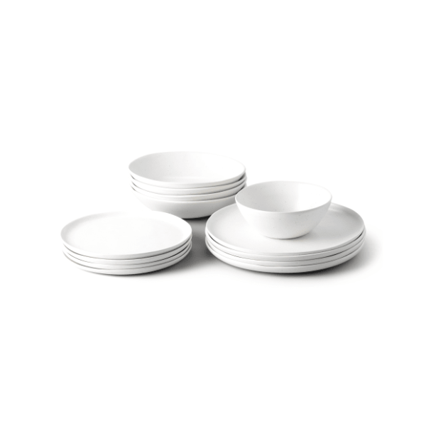 Fable - Base Dinnerware Set  16-Piece Set Speckled White