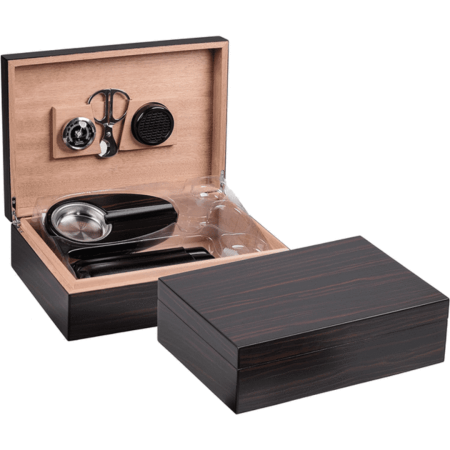 Prestige Import Group Davenport Ebony humidor gift set