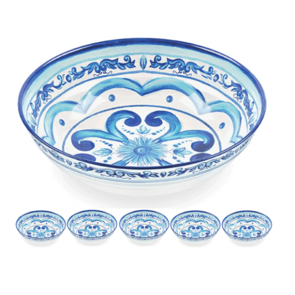 Guzzini MELAMINE BLUES COLLECTION Soup/Pasta Bowls - 6 Piece Set