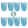 Guzzini DOLCE VITA 100% Recyclable Bio-Based Fine Acrylic Tall Tumblers 8-Piece Set - BLUE/CLEAR
