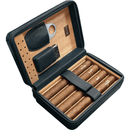 Manhattan travel cigar case humidor with on board accessories - Manhattan Black