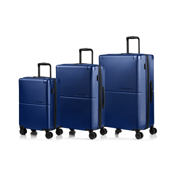 CHAMPS Earth Collection 3 Pc Hard side Expandable Luggage Set, Navy