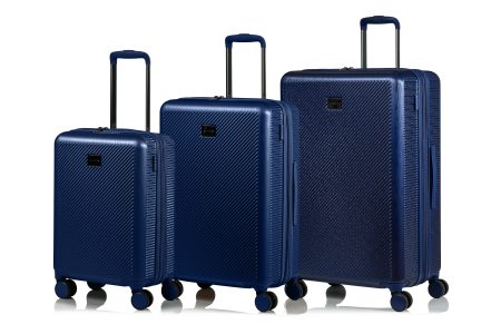 Champs Iconic II Collection 3-Piece Hardside Luggage Set in Navy