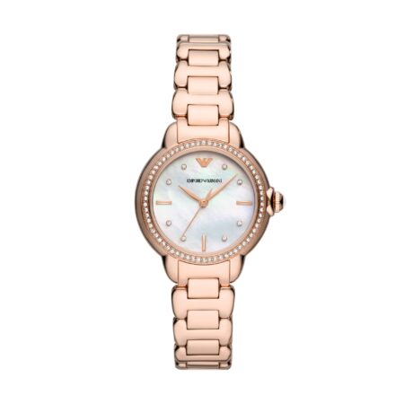 Emporio Armani Three-Hand Rose Gold-Tone Stainless Steel Watch