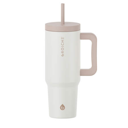 GROSCHE ASPEN Insulated 40oz Straw Tumbler-Cream White - Set of 4