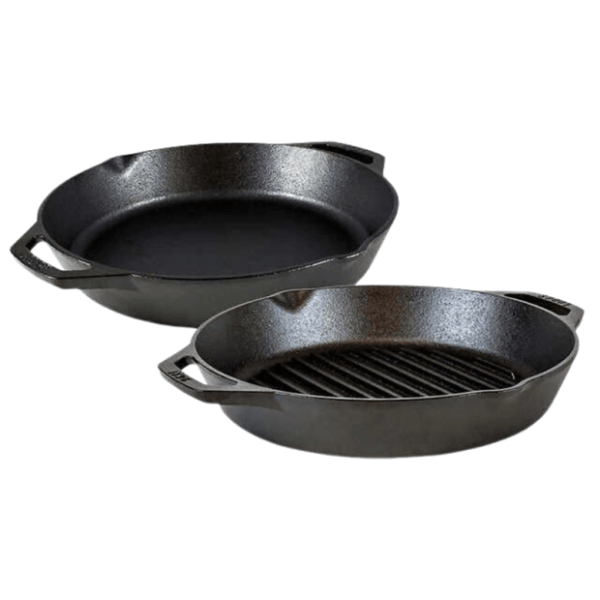 Lodge 2-Piece Dual Handle Cast Iron Grilling Set