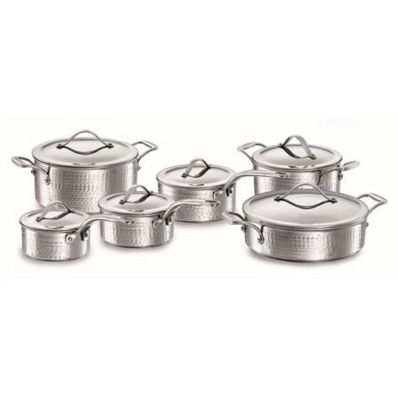 Lagostina - Legacy Hammered 5-Ply 12 Piece Cookware Set