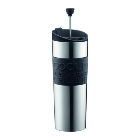 Bodum Insulated Stainless-Steel Travel French Press Coffee and Tea Mug - Black