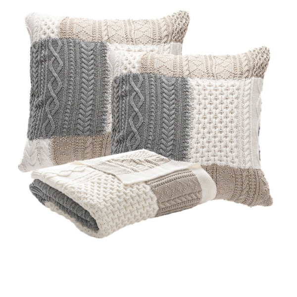 Brunelli Knit Patchwork Throw & Cushions Set