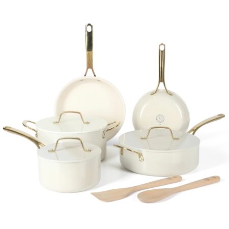 Martha Stewart Galway 10inPiece Ceramic Cookware Set in Linen
