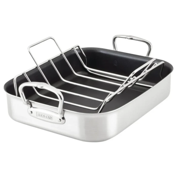 Hestan Provisions Classic Clad 14.5 in. Nonstick Roaster with Stainless Steel Rack